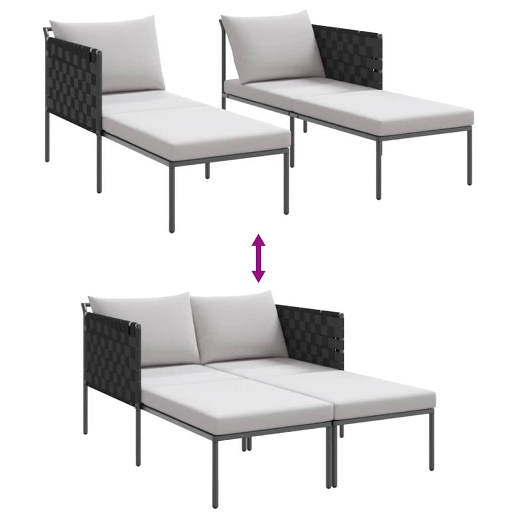 Napozóágy párnával Antracit 153 x 115 x 69.5 cm Porszórt acél