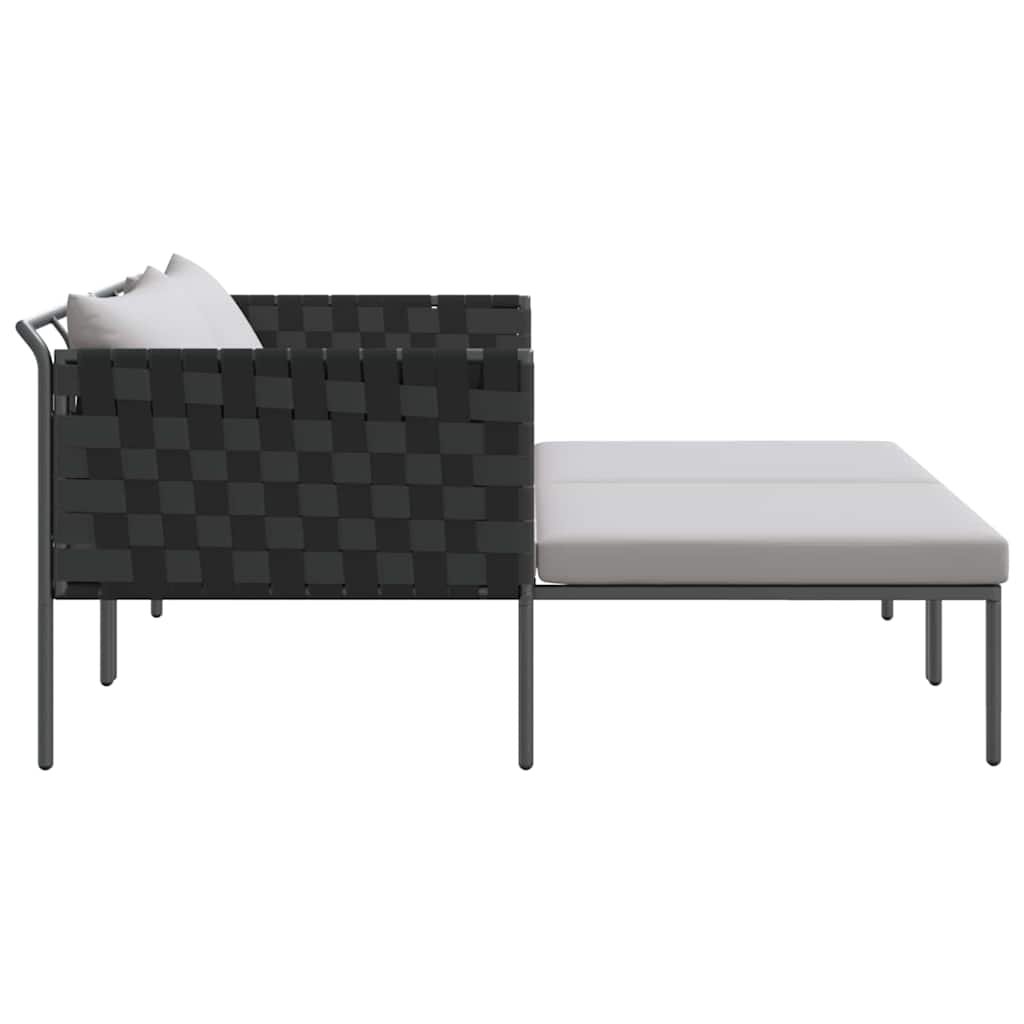 Napozóágy párnával Antracit 153 x 115 x 69.5 cm Porszórt acél