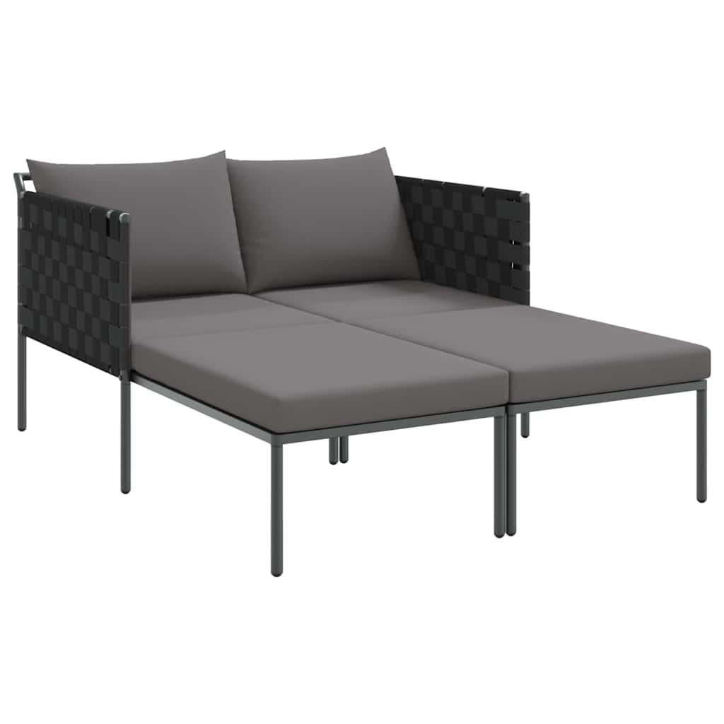 Napozóágy párnával Antracit 153 x 115 x 69.5 cm Porszórt acél