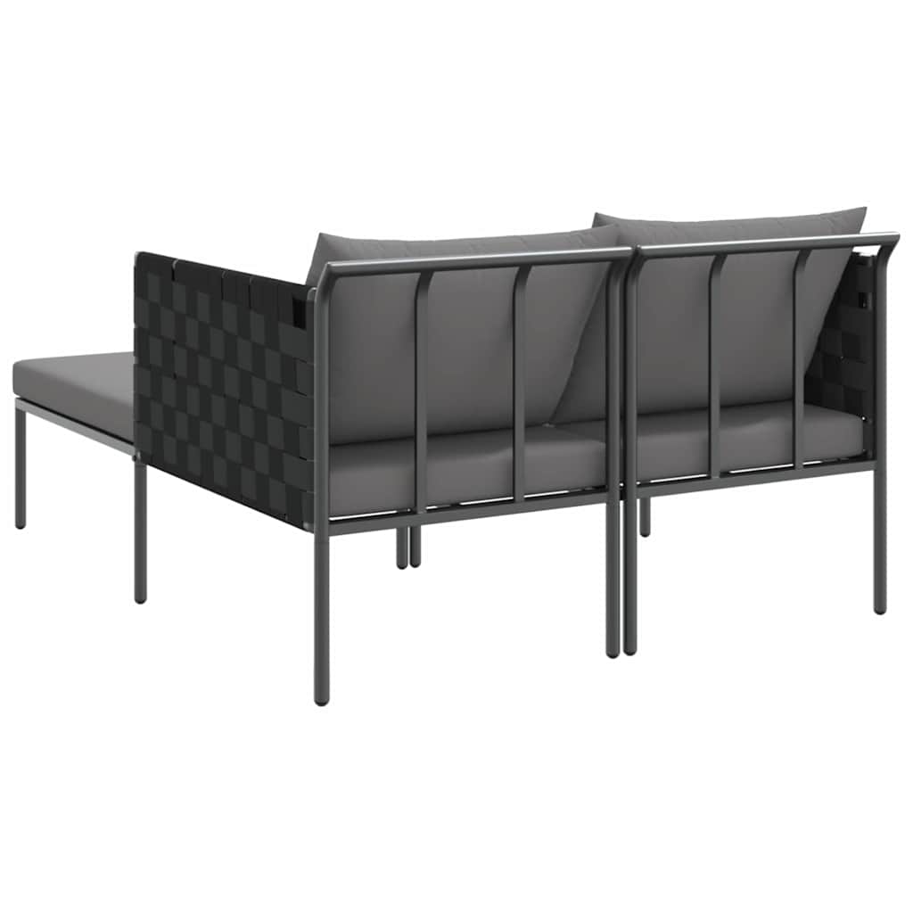 Napozóágy párnával Antracit 153 x 115 x 69.5 cm Porszórt acél