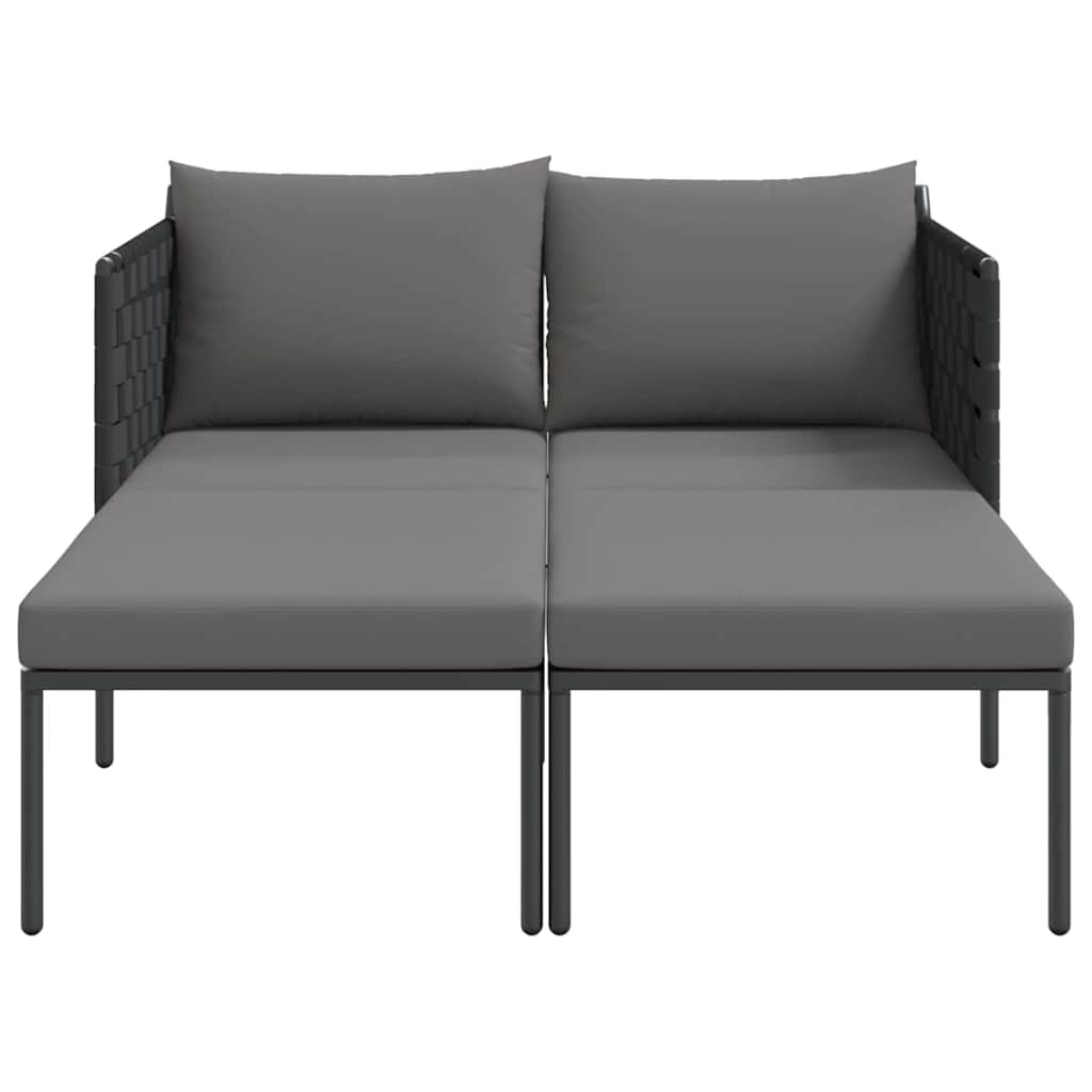 Napozóágy párnával Antracit 153 x 115 x 69.5 cm Porszórt acél