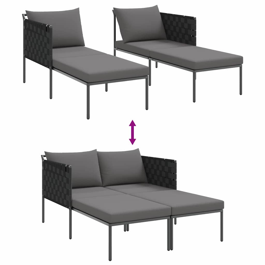 Napozóágy párnával Antracit 153 x 115 x 69.5 cm Porszórt acél