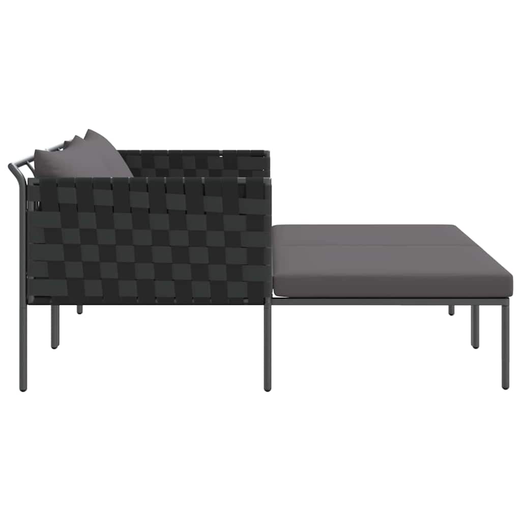 Napozóágy párnával Antracit 153 x 115 x 69.5 cm Porszórt acél