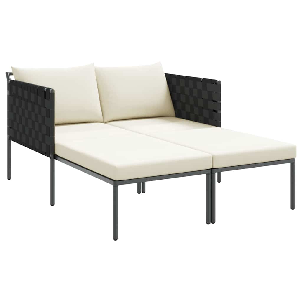 Napozóágy párnával Antracit 153 x 115 x 69.5 cm Porszórt acél