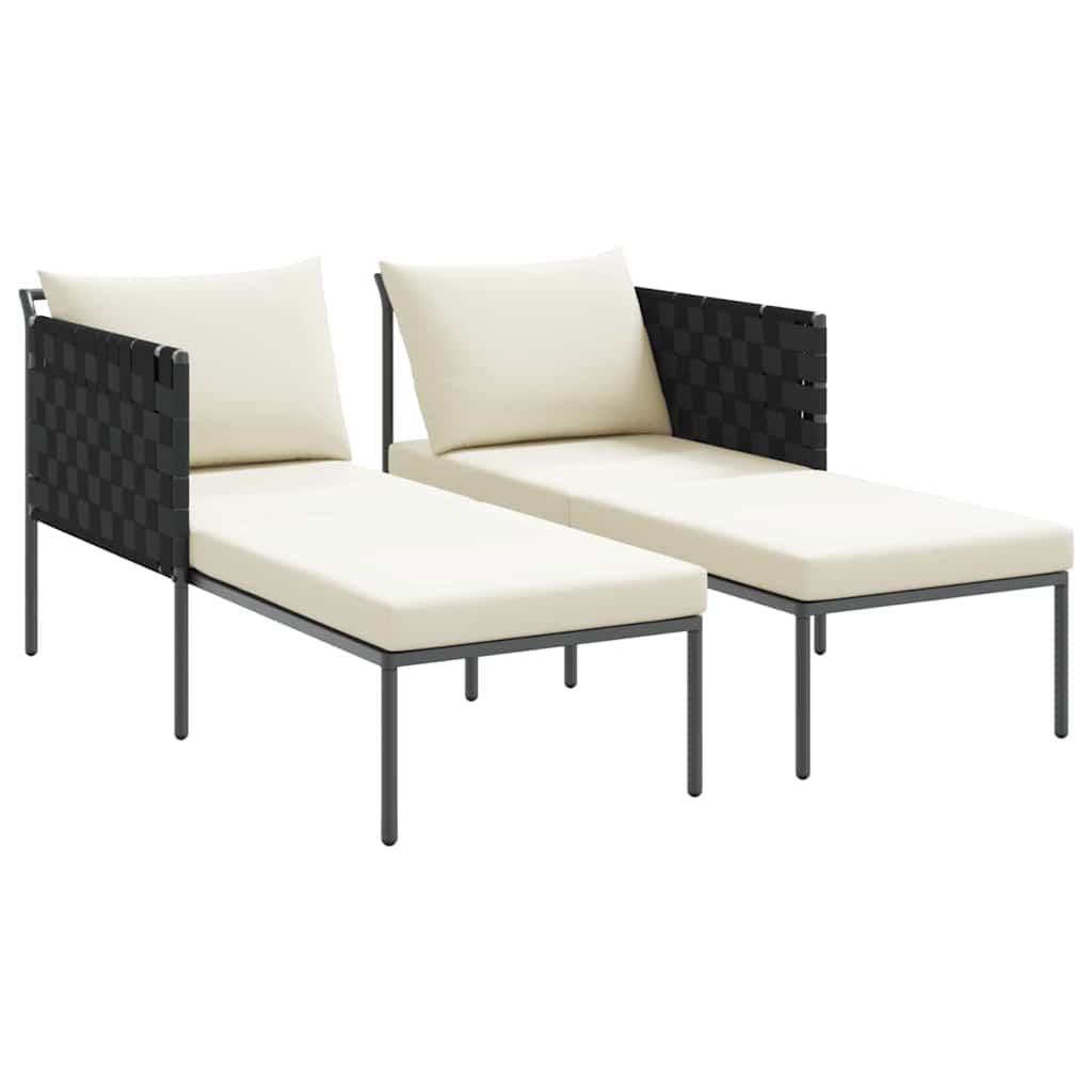 Napozóágy párnával Antracit 153 x 115 x 69.5 cm Porszórt acél