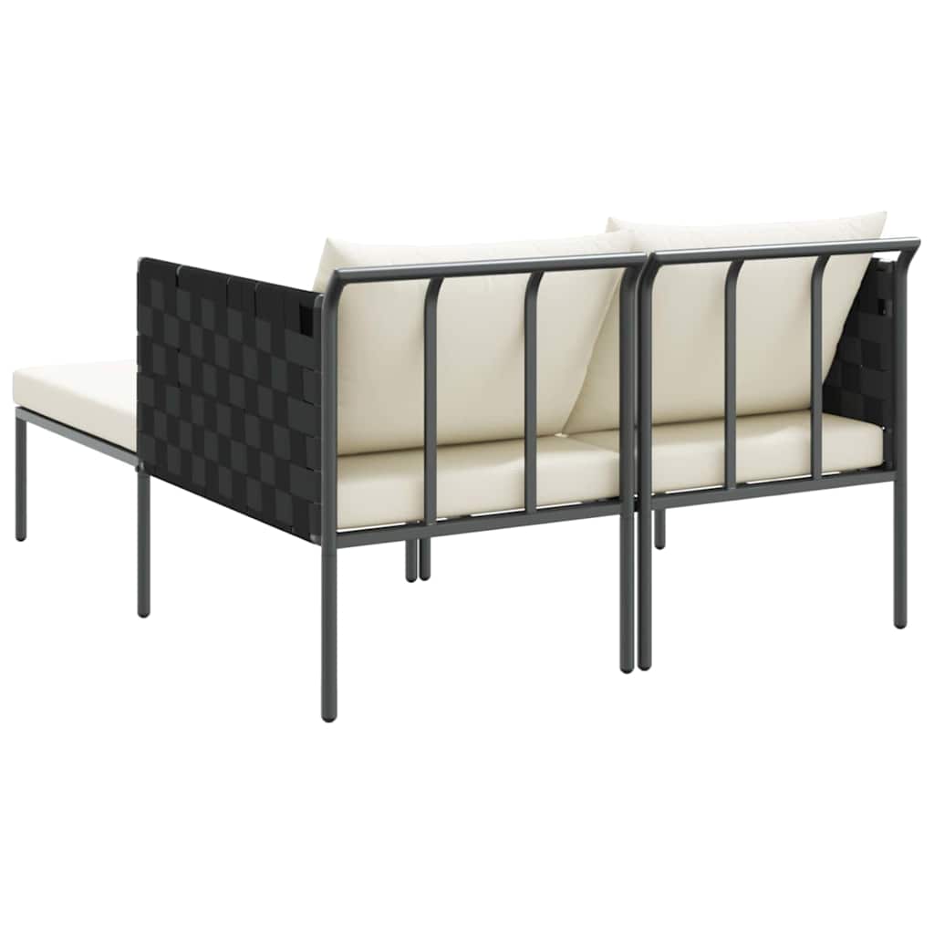 Napozóágy párnával Antracit 153 x 115 x 69.5 cm Porszórt acél