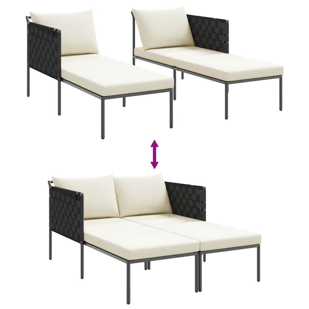 Napozóágy párnával Antracit 153 x 115 x 69.5 cm Porszórt acél
