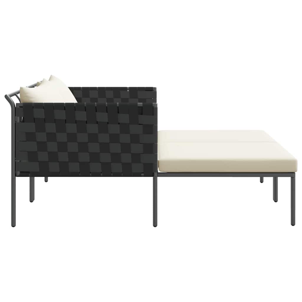 Napozóágy párnával Antracit 153 x 115 x 69.5 cm Porszórt acél