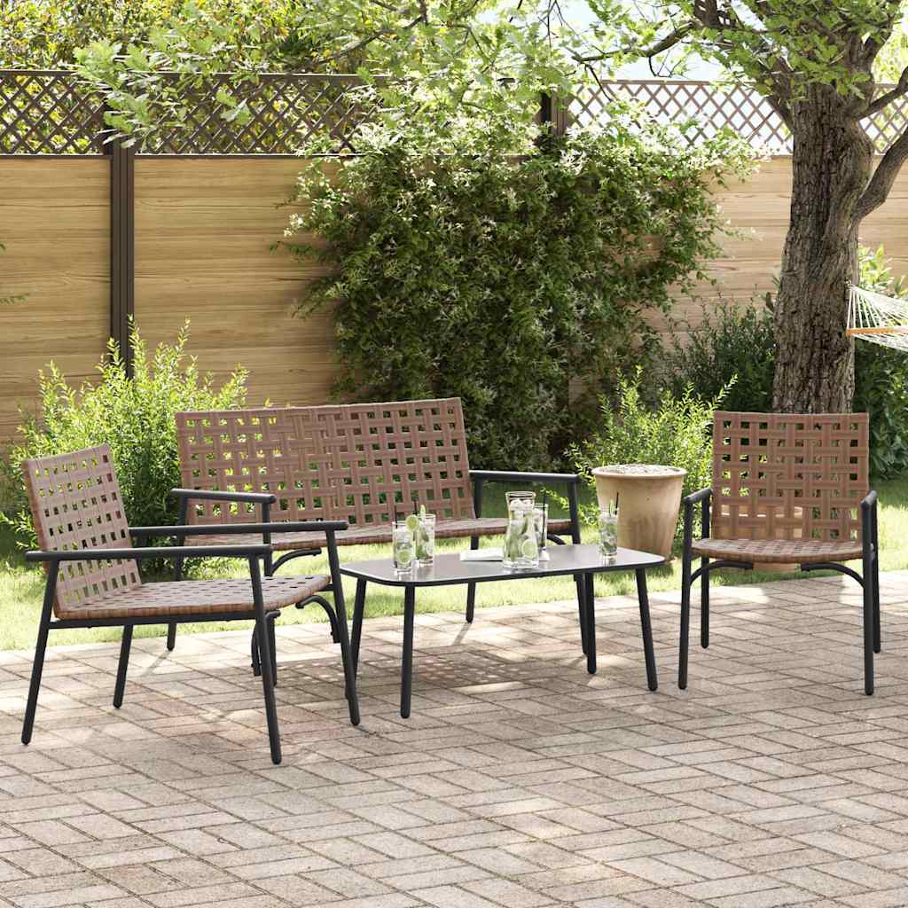 Kert étkező szett 4 pcs Barna polirattan