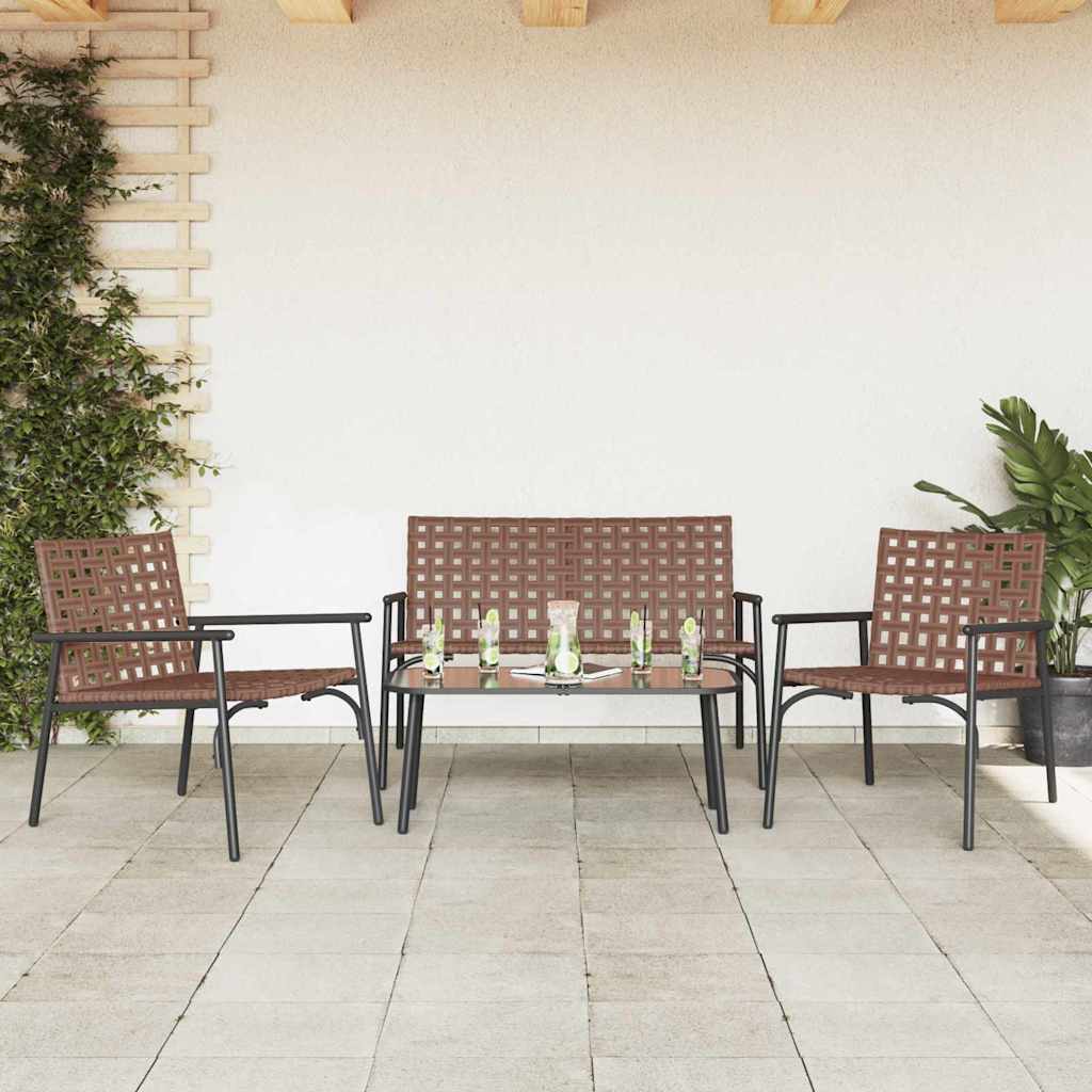 Kert étkező szett 4 pcs Barna polirattan