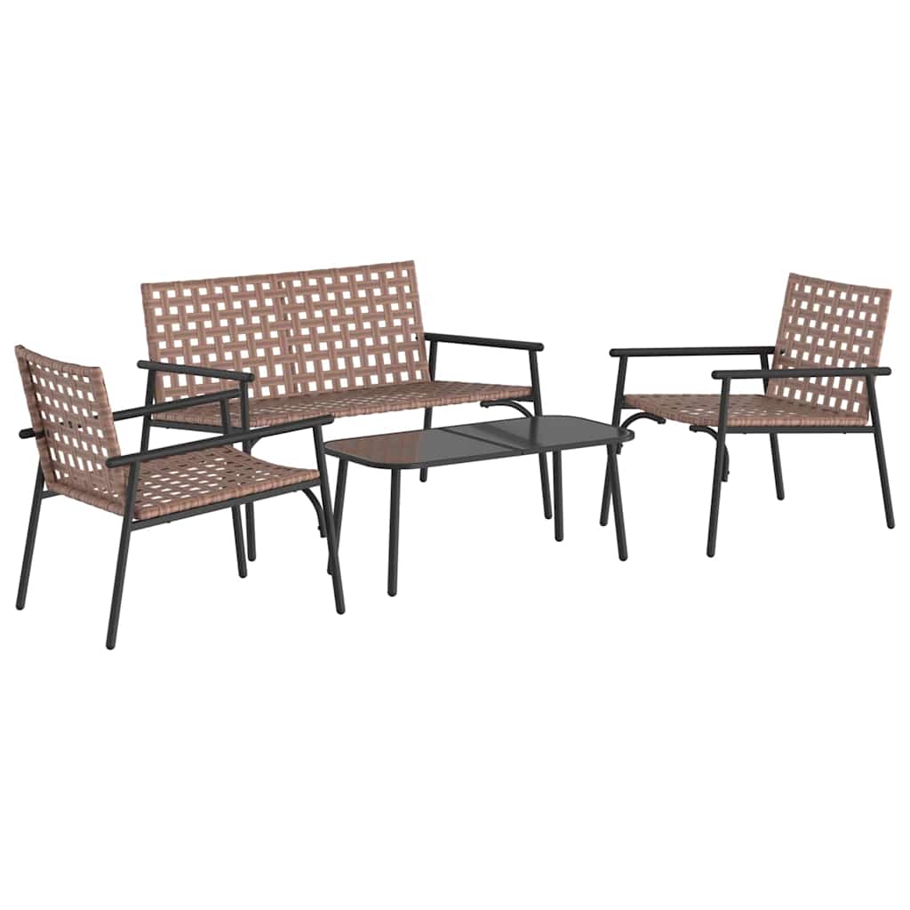 Kert étkező szett 4 pcs Barna polirattan