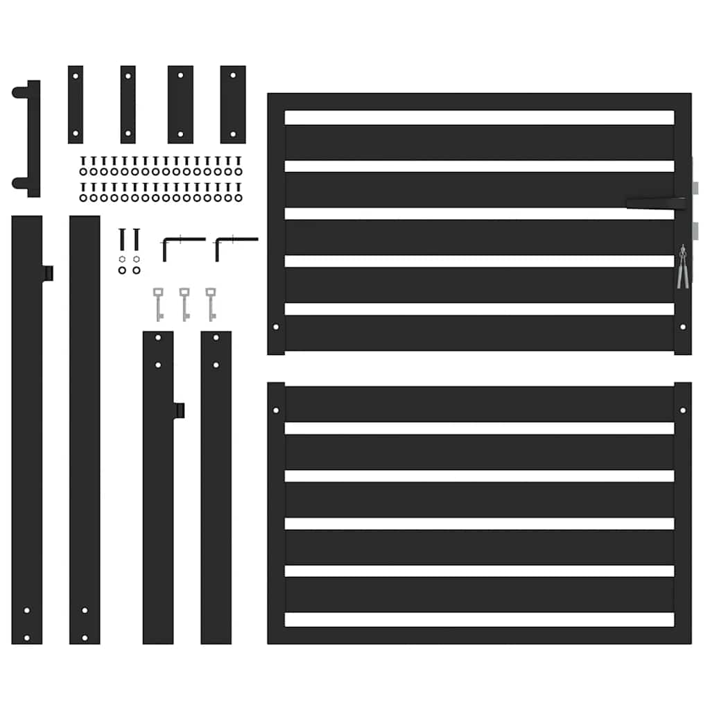 fekete alumínium kerti kapu zárható 100x100 cm