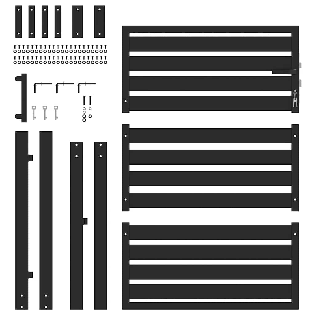 fekete alumínium kerti kapu zárható 100x120 cm