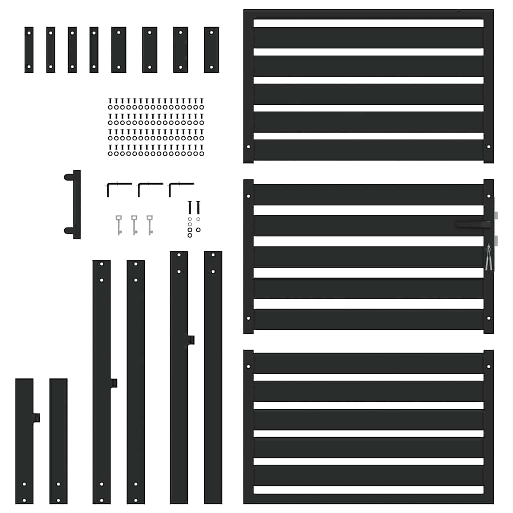 fekete alumínium kerti kapu zárható 100x150 cm