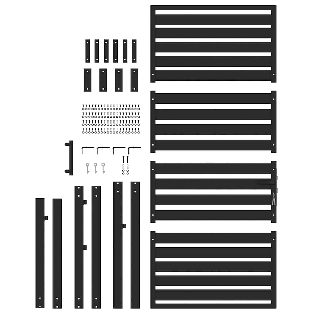fekete alumínium kerti kapu zárható 100x180 cm