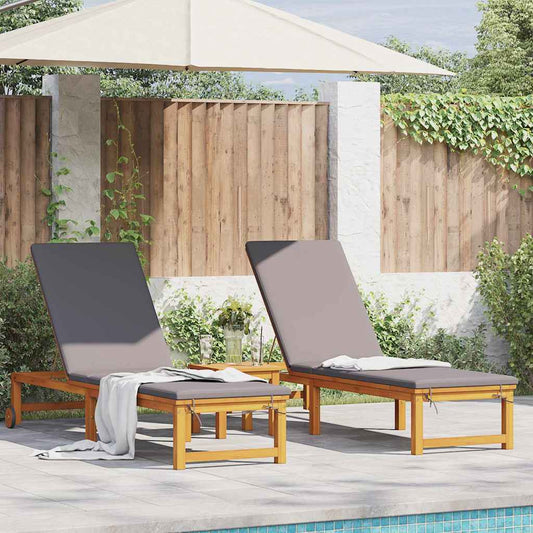 Napozó 2 pcs Barna 202 x 53 x 89 cm Tömör Akácfa