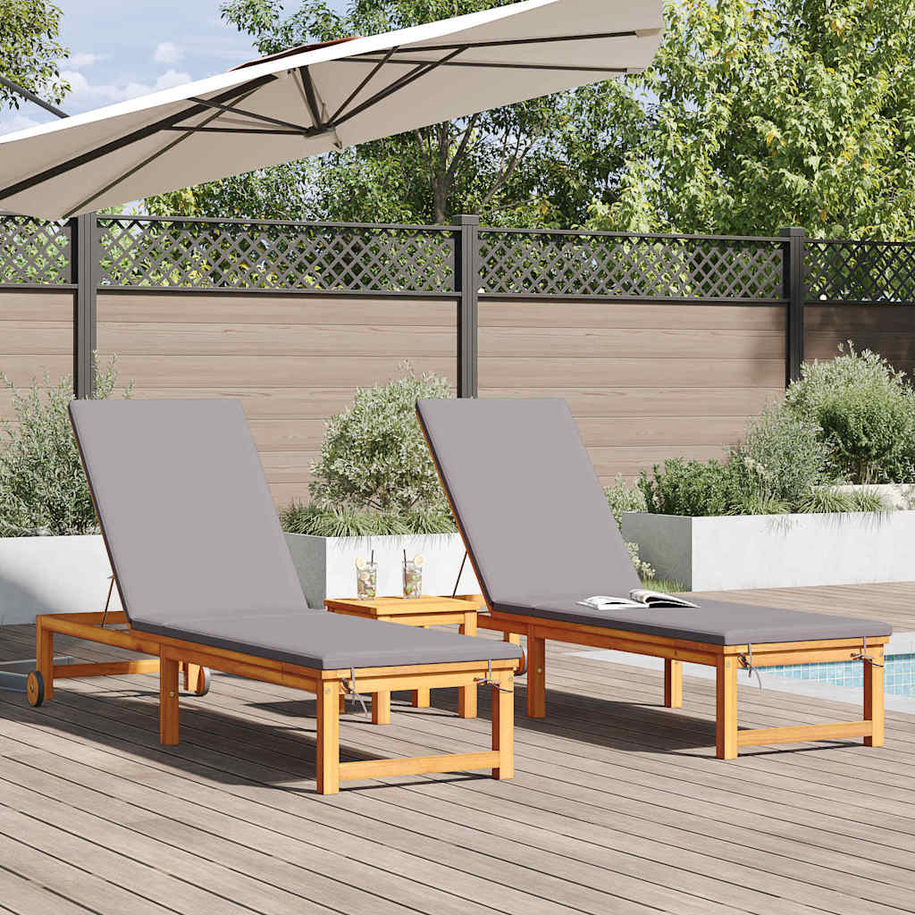 Napozó 2 pcs Barna 202 x 53 x 89 cm Tömör Akácfa