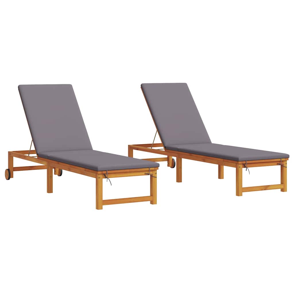 Napozó 2 pcs Barna 202 x 53 x 89 cm Tömör Akácfa
