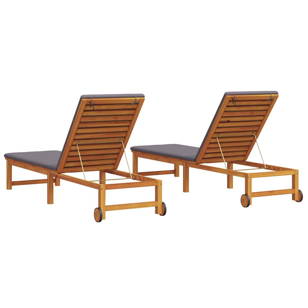 Napozó 2 pcs Barna 202 x 53 x 89 cm Tömör Akácfa