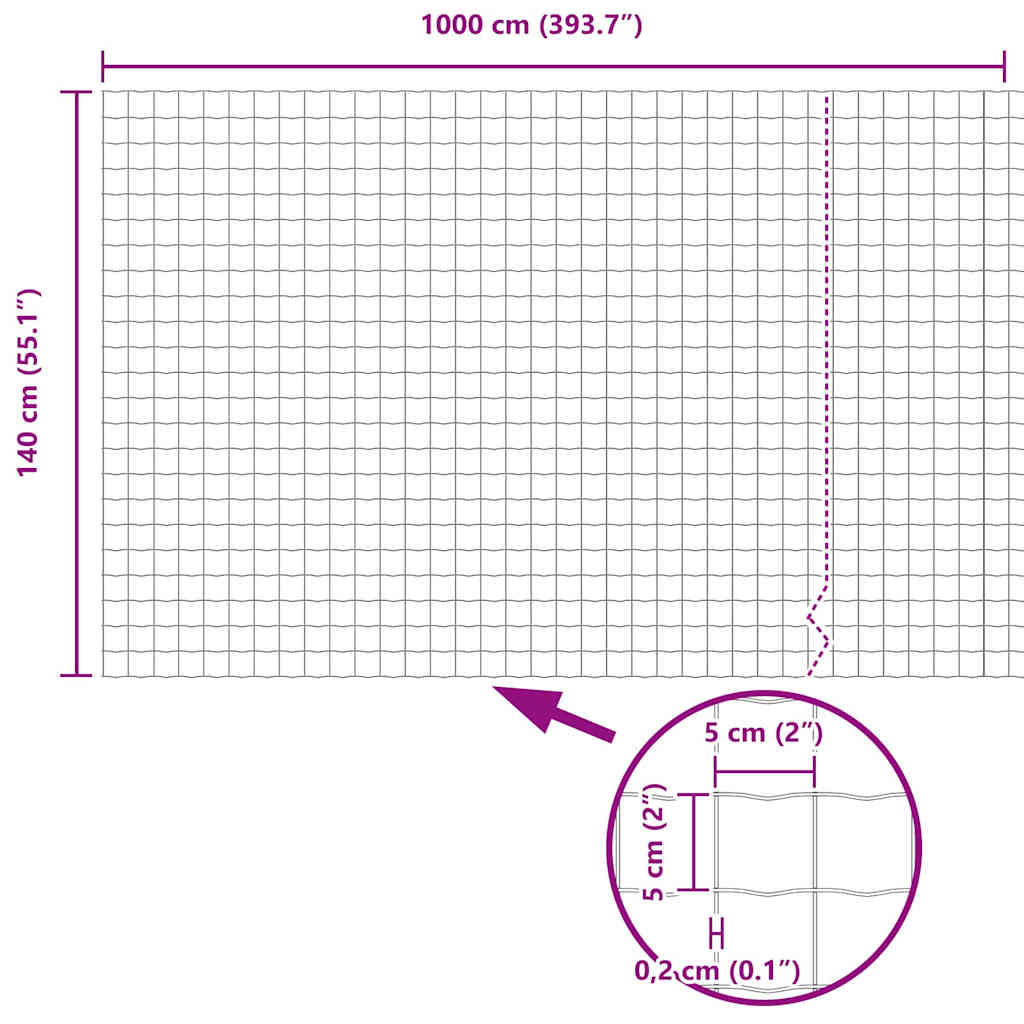Európai Kerítés 1,4 x 10 m PVC-bevonatú vas