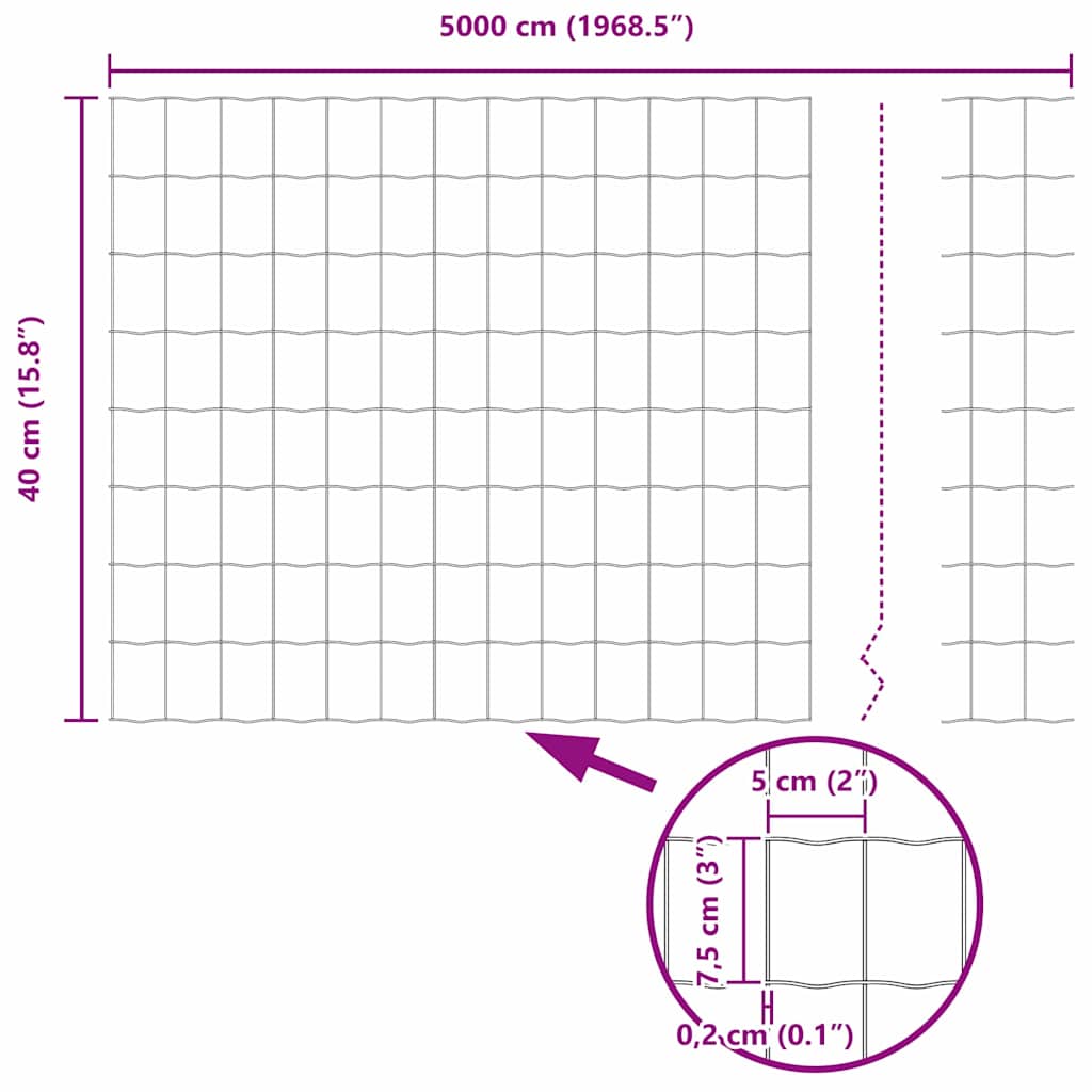 Európai Kerítés 0,4 x 50 m PVC-bevonatú vas
