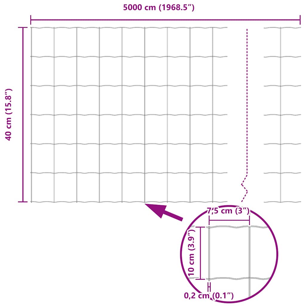 Európai Kerítés 0,4 x 50 m PVC-bevonatú vas