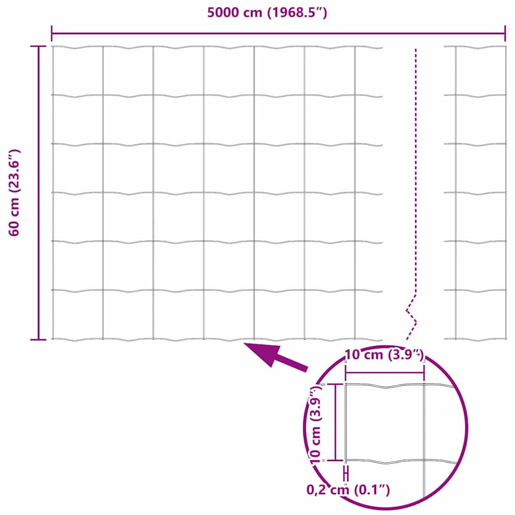 Európai Kerítés 0,6 x 50 m PVC-bevonatú vas