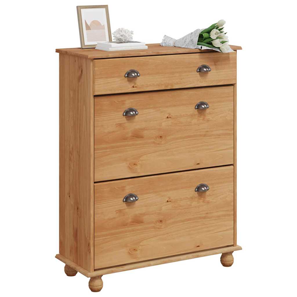 Cipőszekrény fiókkal ASKIM Barna 85 x 35 x 108 cm Tömör fenyőfa