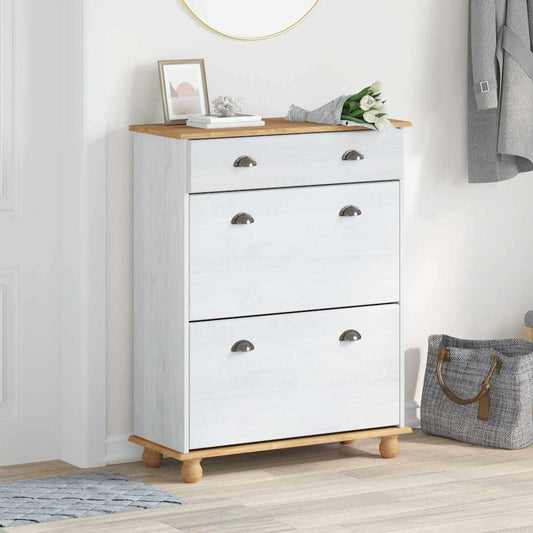 Cipőszekrény fiókkal ASKIM Fehér 85 x 35 x 108 cm Tömör fenyőfa