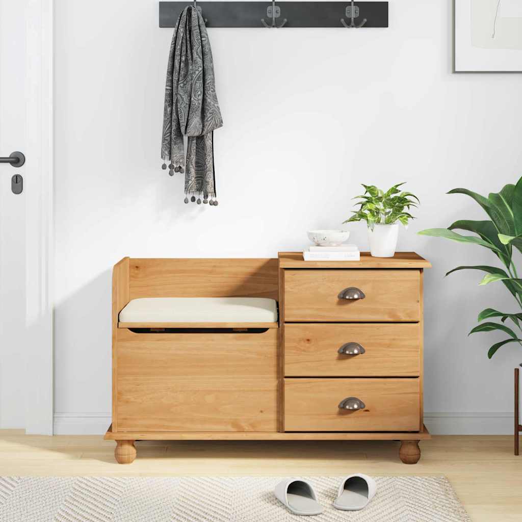 Tárolópad fiókkal ASKIM Barna 100 x 39 x 62 cm Tömör fenyőfa