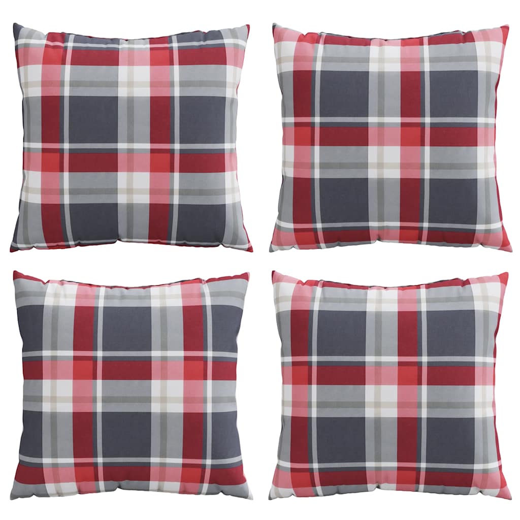 4 db piros kockás mintás kanapépárna 40 x 40 cm szövet