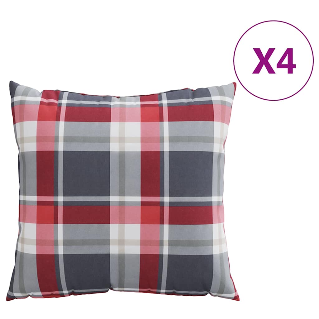 4 db piros kockás mintás kanapépárna 60 x 60 cm szövet