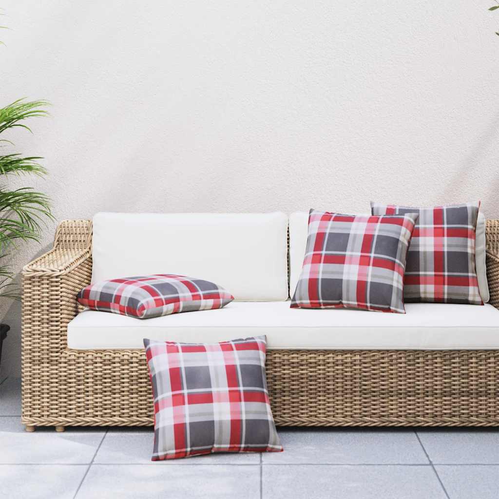 4 db piros kockás mintás kanapépárna 60 x 60 cm szövet
