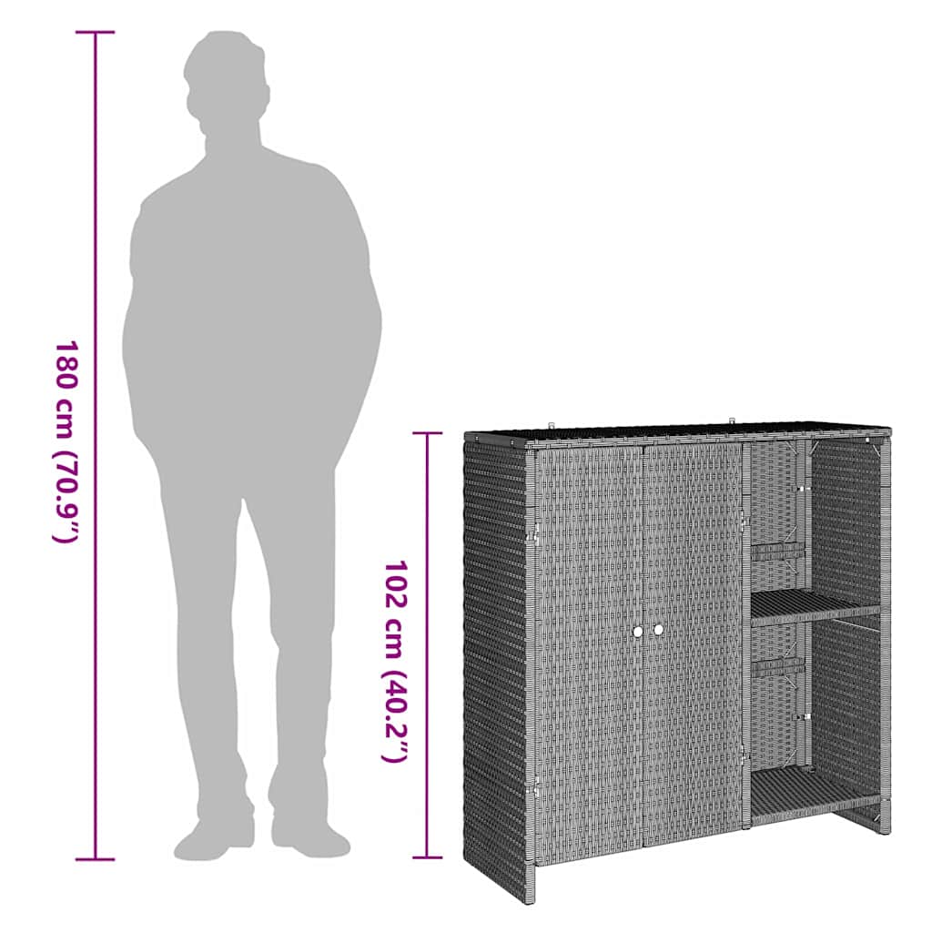 Tárolószekrény polcokkal Világosszürke 100 x 36 x 102 cm Rattan