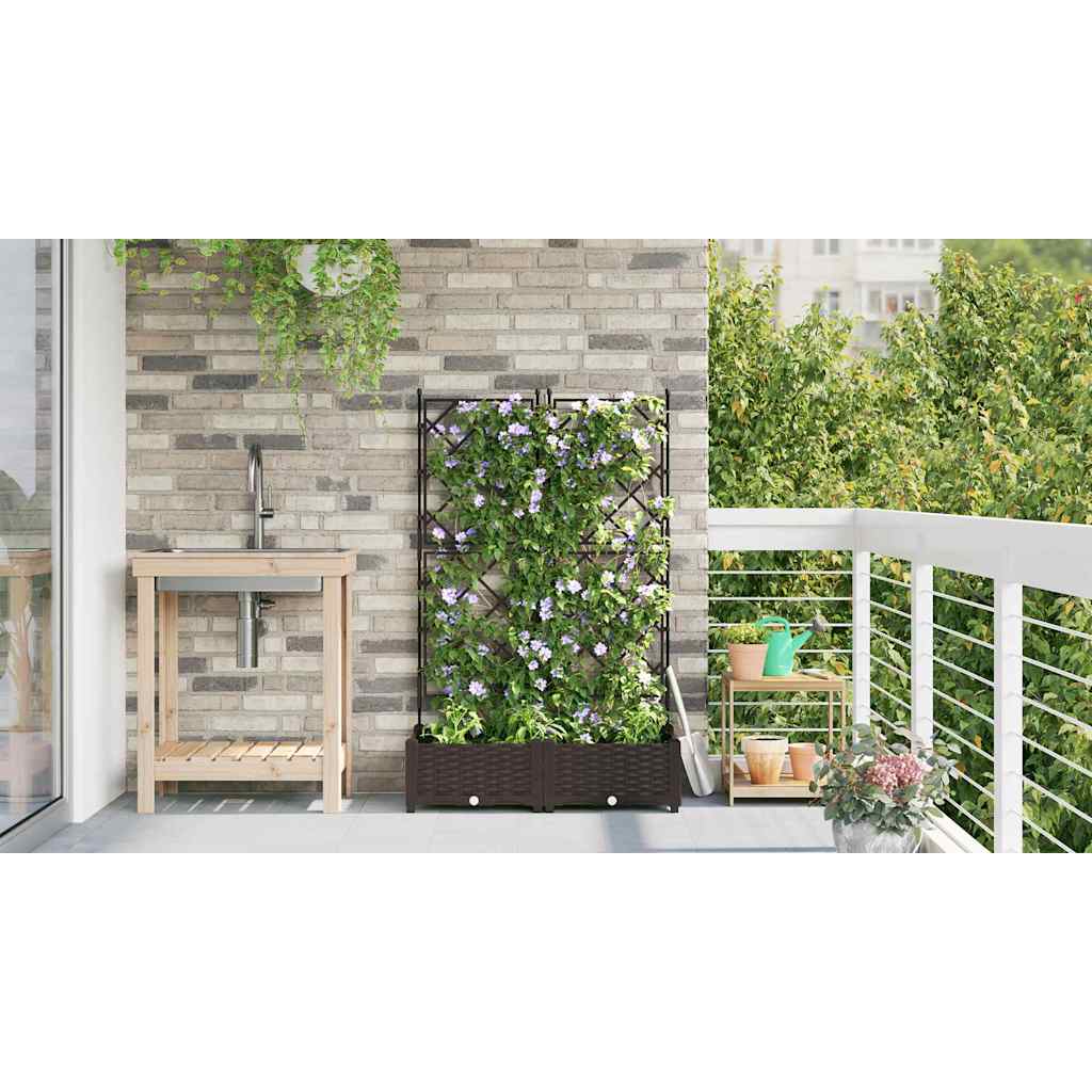 Kerti cserép 2 db Barna 80 x 40 x 125,5 cm PP