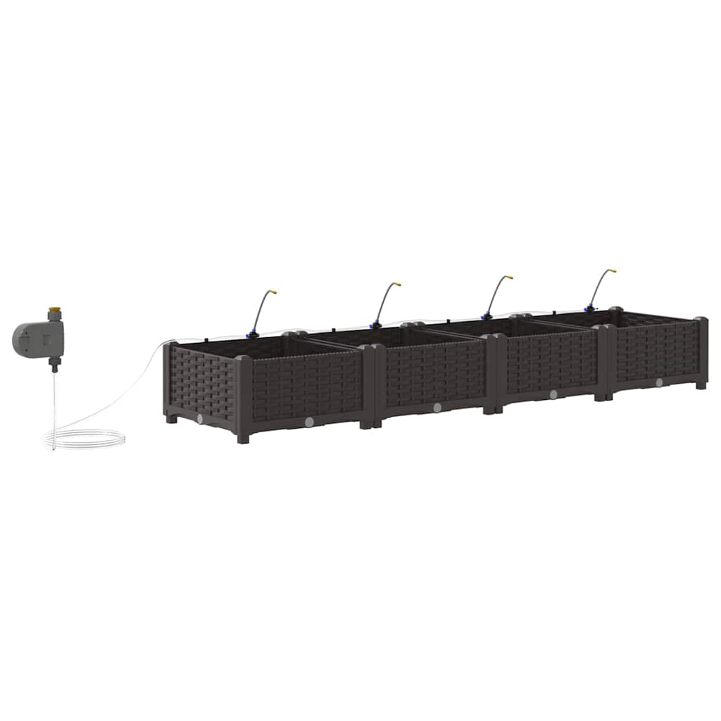 Kerti cserép 4 db Barna 160 x 40 x 22 cm PP