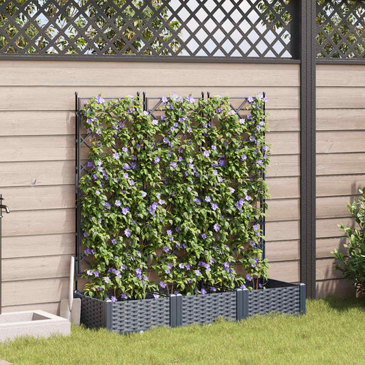 Kerti cserép 3 pcs Szürke 120 x 40 x 125,5 cm Műanyag