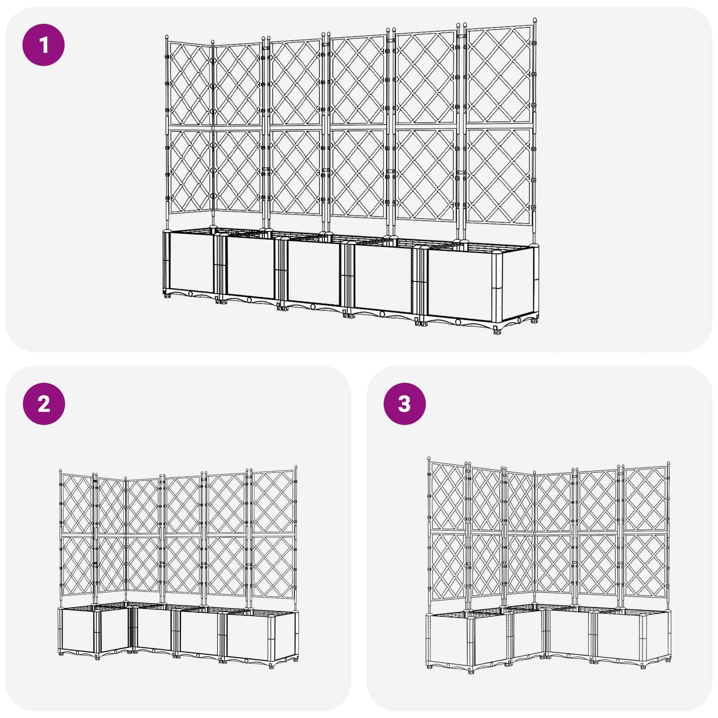 Kerti cserép 5 db Szürke 120 x 120 x 143 cm PP