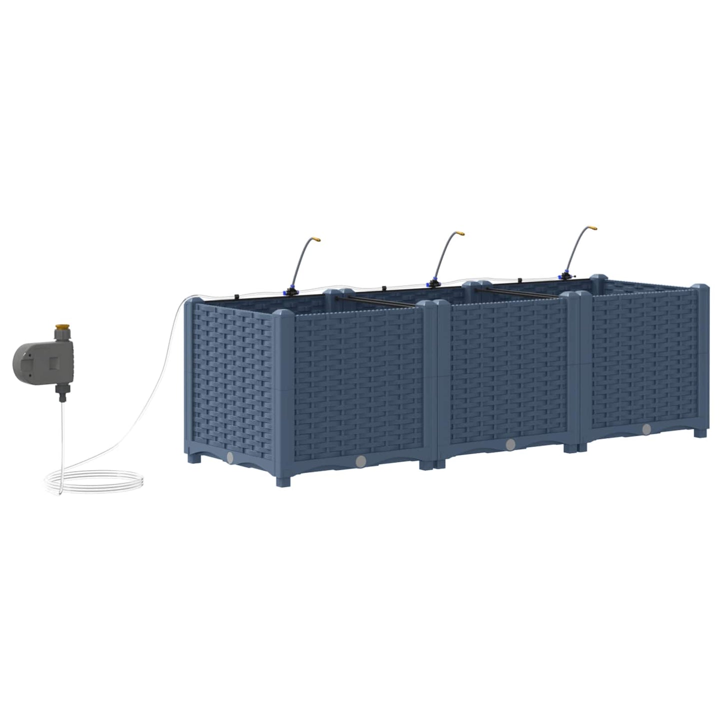 Kerti cserép 3 db Szürke 120 x 40 x 37,5 cm PP