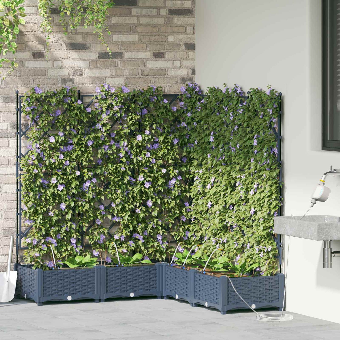 Kerti cserép 5 db Szürke 120 x 120 x 126 cm PP