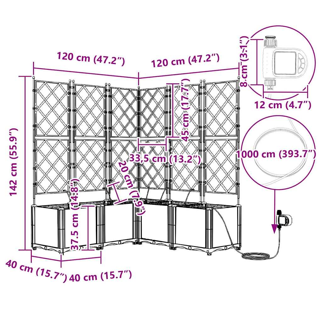 Kerti cserép 5 db Szürke 120 x 120 x 142 cm PP