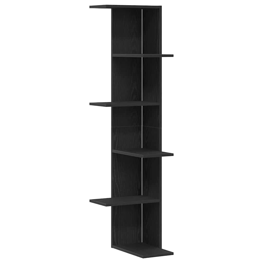 Fali Sarok Polc polcokkal Fekete tölgy 36,5 x 36,5 x 140 cm