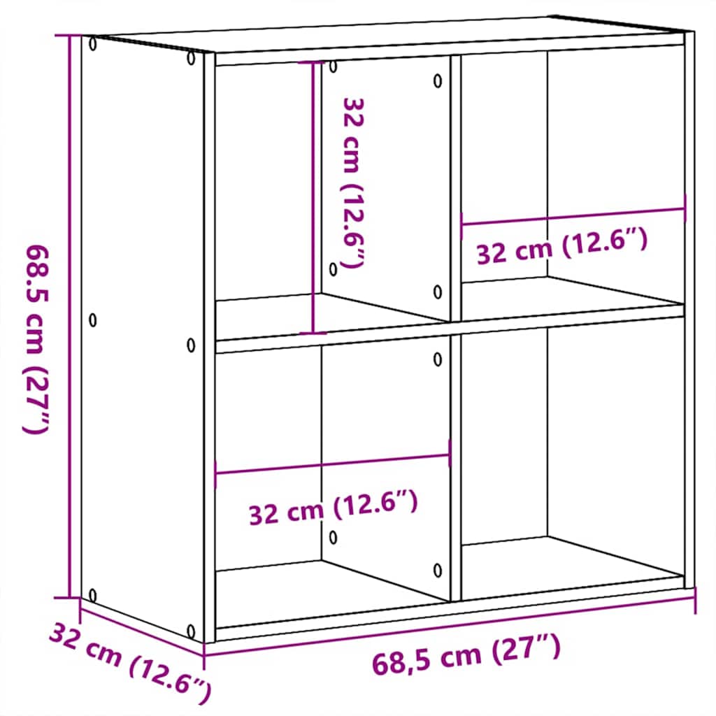 Könyvszekrény Fekete tölgy 68.5 x 32 x 68.5 cm