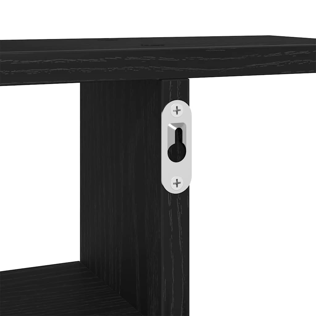 2 db fekete tölgyfa fali polc 38 x 12 x 38 cm redőnyfa