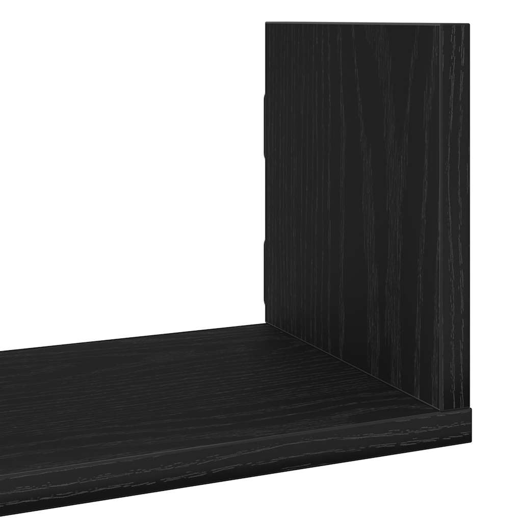 3 db fekete tölgyfa fali polc 58 x 18 x 18 cm