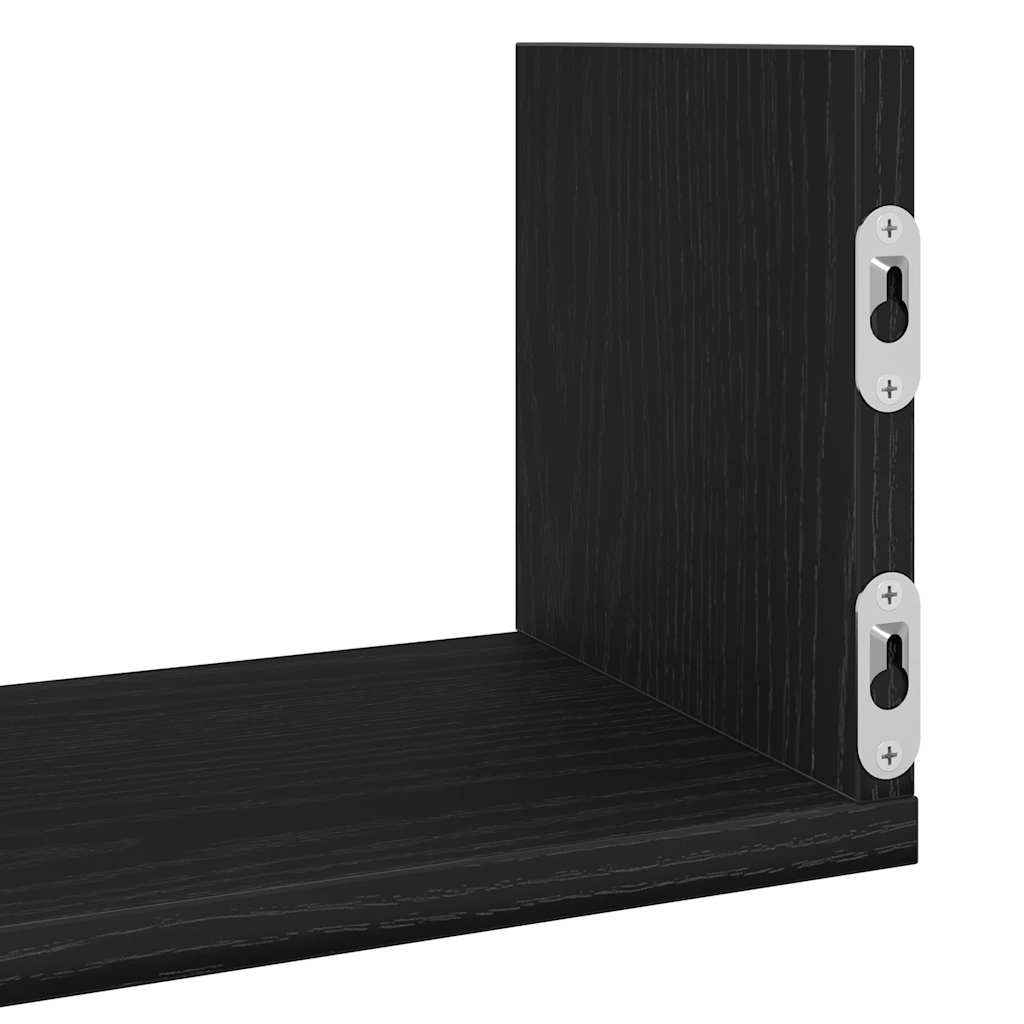 3 db fekete tölgyfa fali polc 58 x 18 x 18 cm