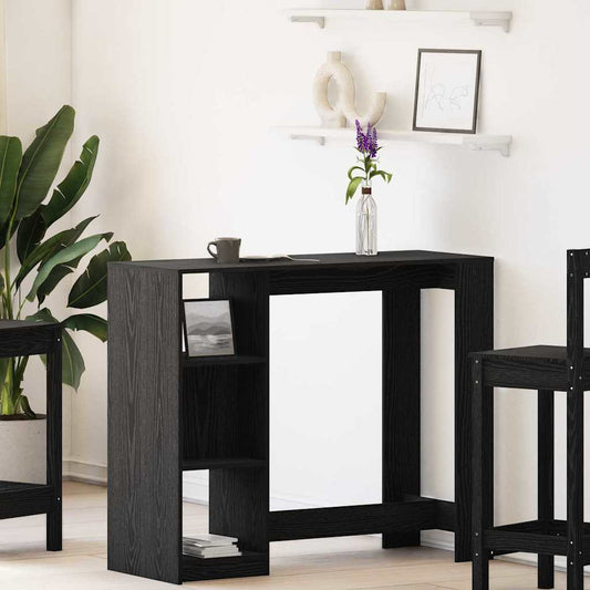 Bárasztal polcokkal Fekete tölgy 124 x 46 x 103.5 cm Faanyag