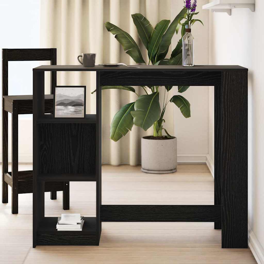 Bárasztal polcokkal Fekete tölgy 124 x 46 x 103.5 cm Faanyag