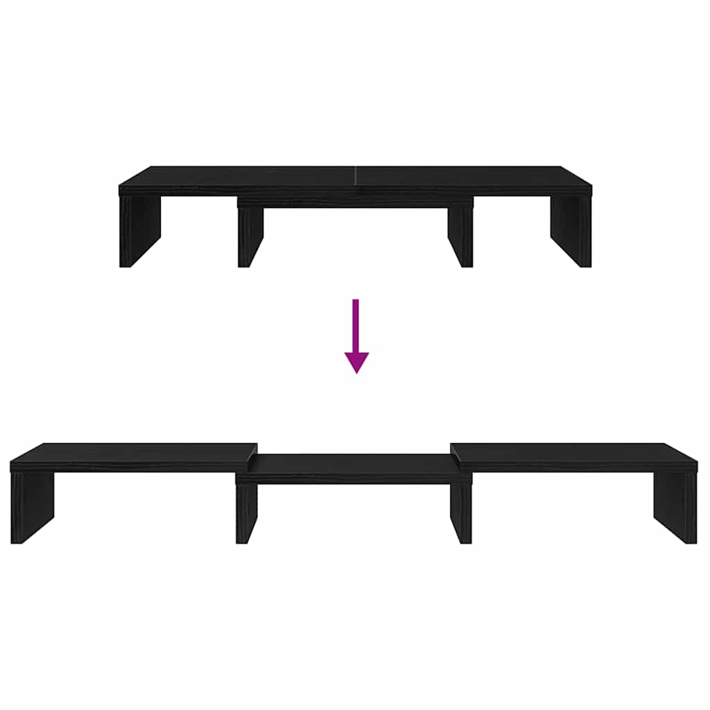fekete tölgy szerelt fa állítható monitorállvány 60x24x10,5 cm