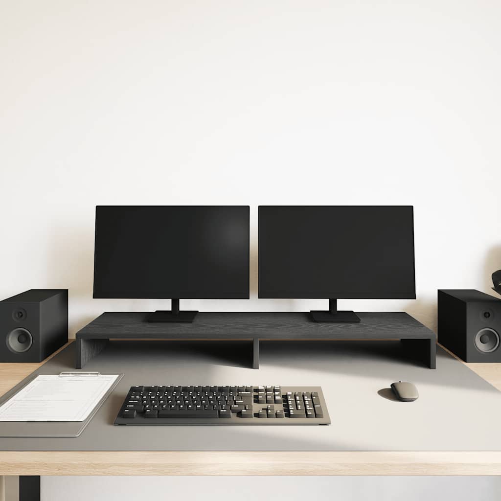 fekete tölgy színű szerelt fa monitorállvány 100 x 27 x 10 cm